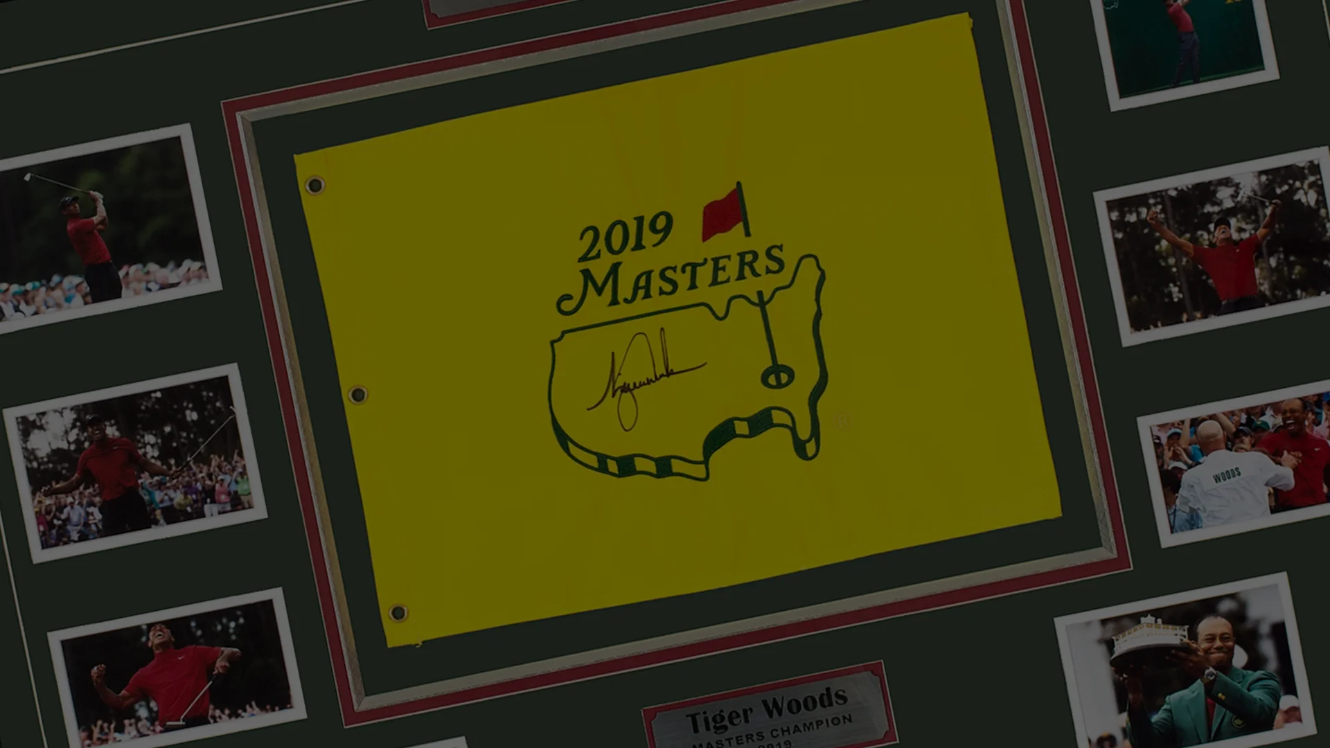 Signed golf flag in framed display